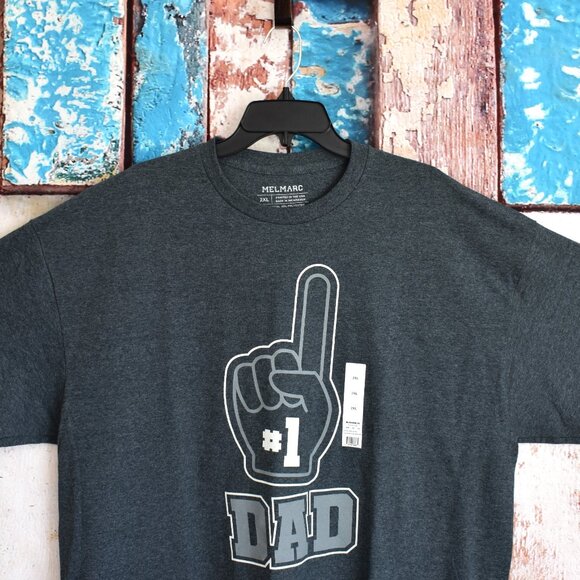 Men's Melmarc T-Shirt #1 Dad Short Sleeve 2XLARGE Charcoal Heather NEW - Picture 2 of 8